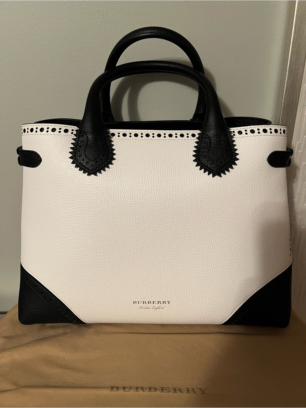 Burberry Black & White Leather Tote